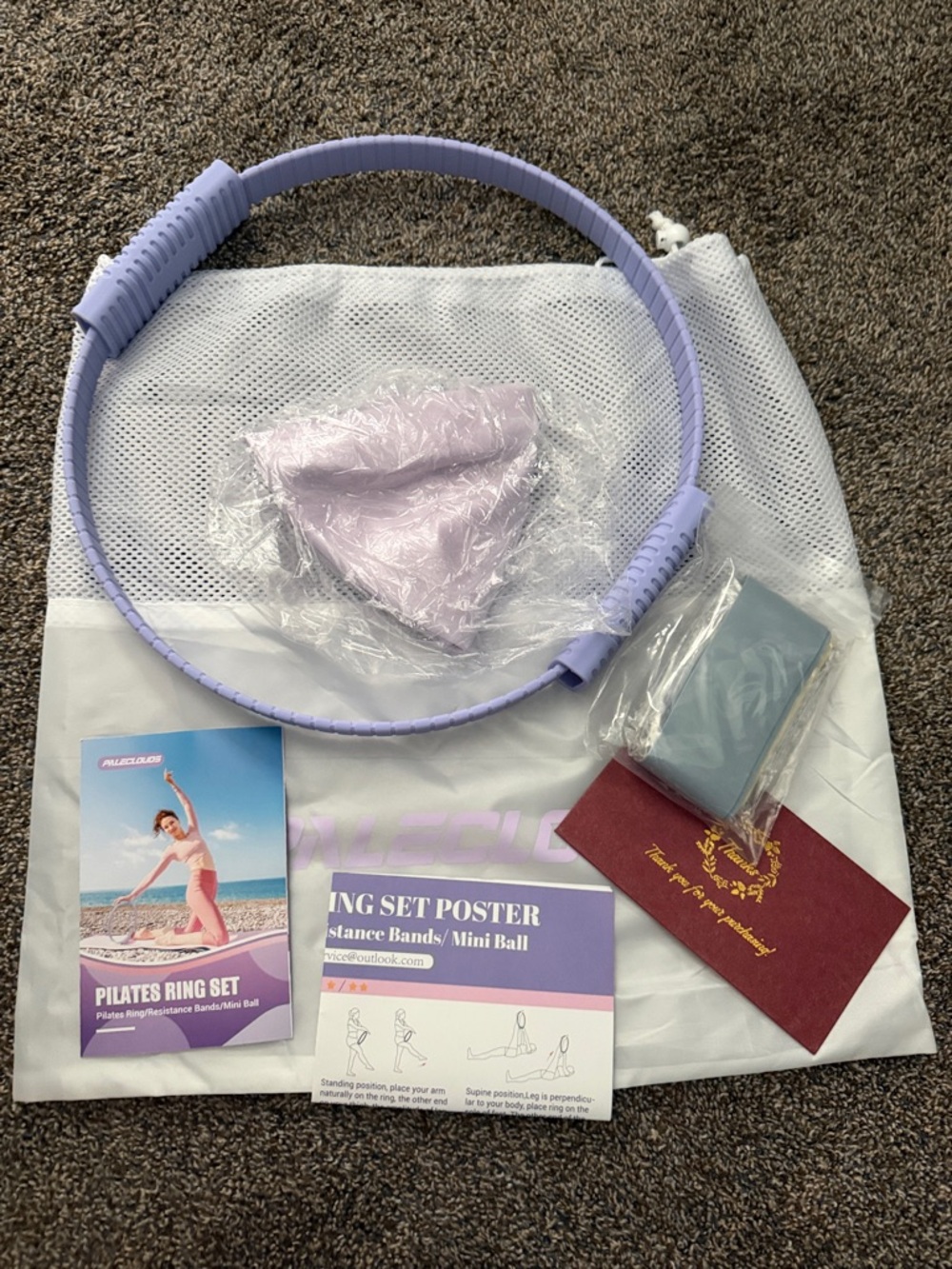 Pilates Ring Set with Resistance Bands - Lavender
